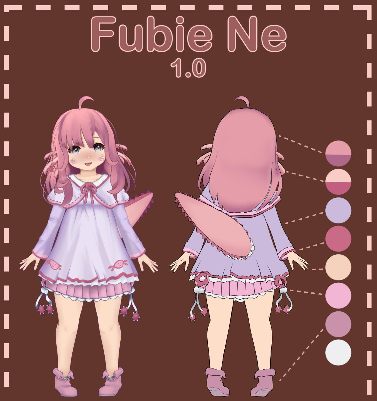 Axolotl VTuber Fubie Ne Reference Sheet